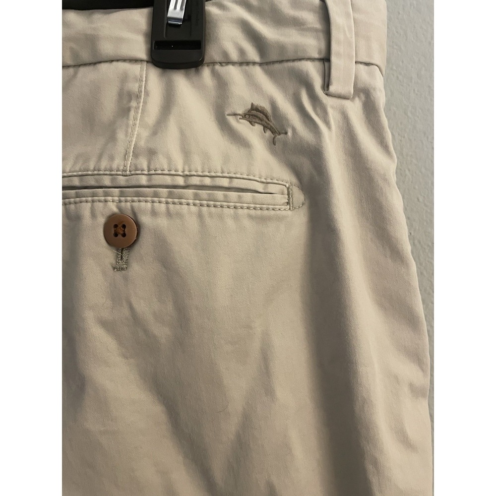 Tommy Bahama Pants Mens 38 32 Khaki Flat Front Stretch Casual Chino Cotton Blend